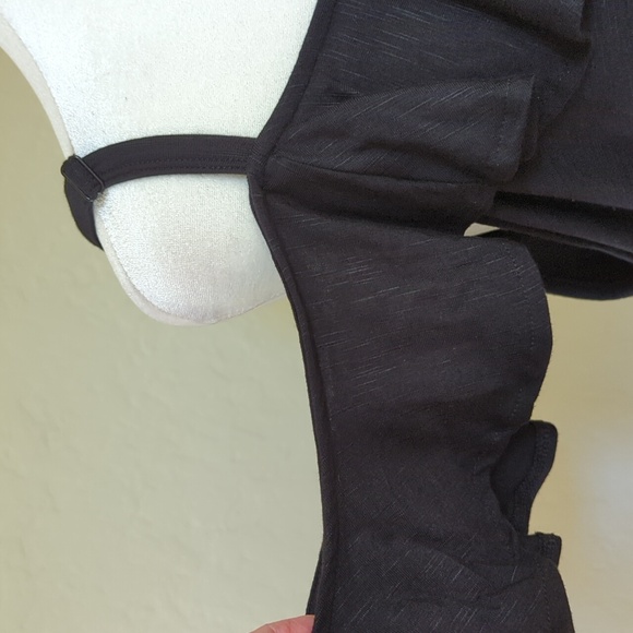 Elegant Black Ruffle Off-Shoulder Front Button Babydoll Top Size 1X - Picture 8 of 16